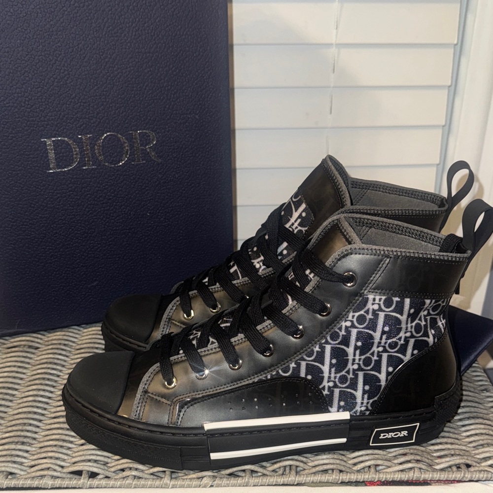 New Dior Monogram Black and Gray Sneakers in men’s size 46